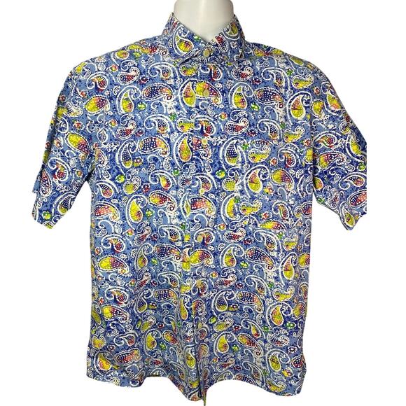 Alan Flusser Button Down Shirt Men’s Size Medium Floral Paisley Casual L/S - Picture 1 of 8